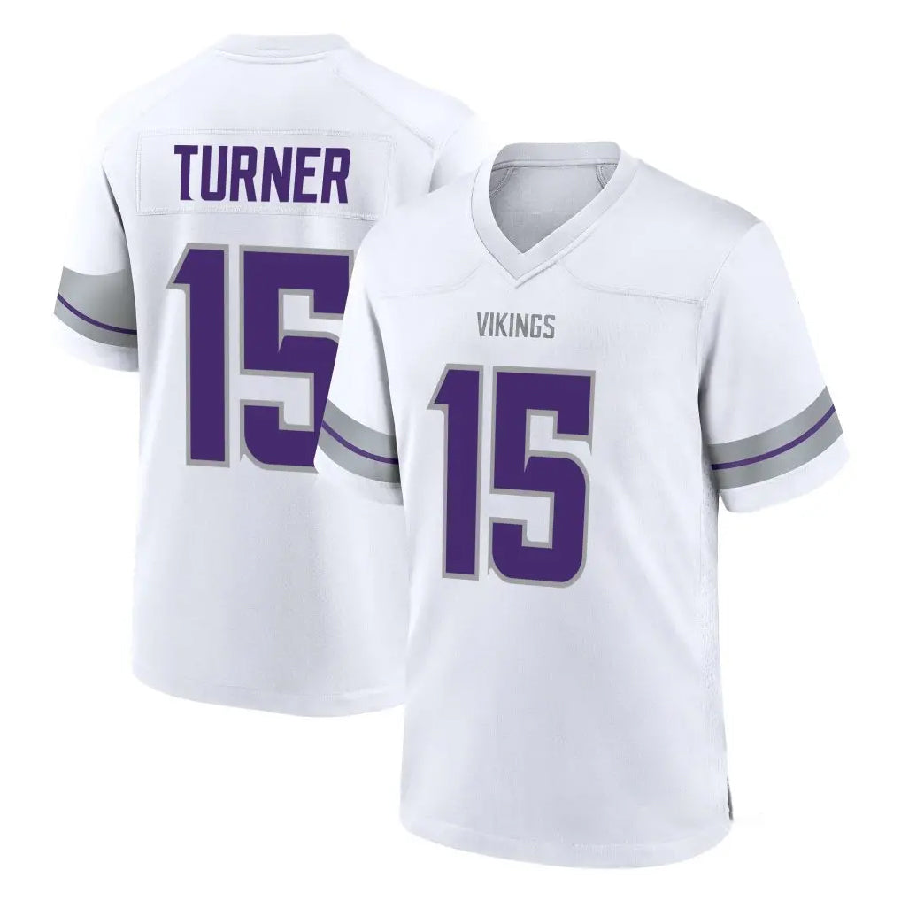 M.Vikings #15 Dallas Turner Player White Alternate Home Game Odoa Stitched Jerseys