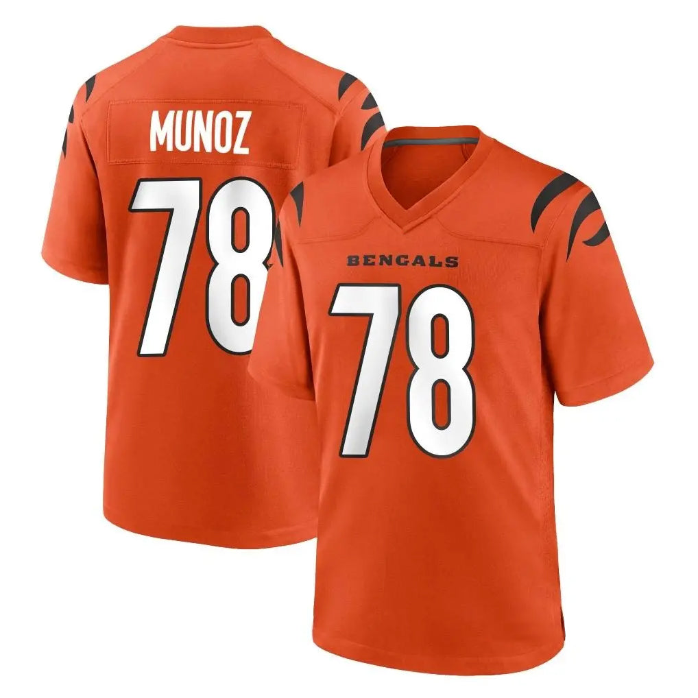 C.Bengals #78 Anthony Munoz Player Orange Home Game Odoa Stitched Jerseys