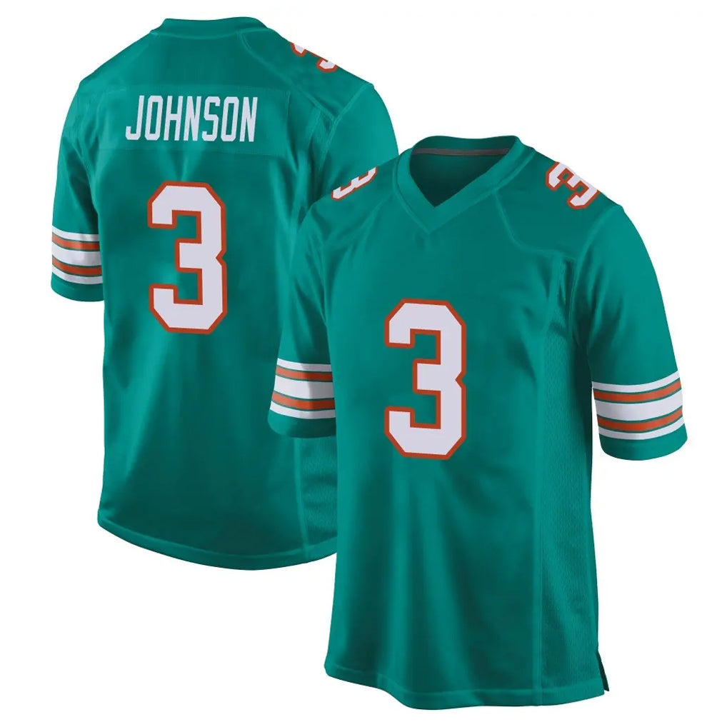 M.Dolphins #3 Chris Johnson Player Aqua Alternate Home Game Odoa Stitched Jerseys