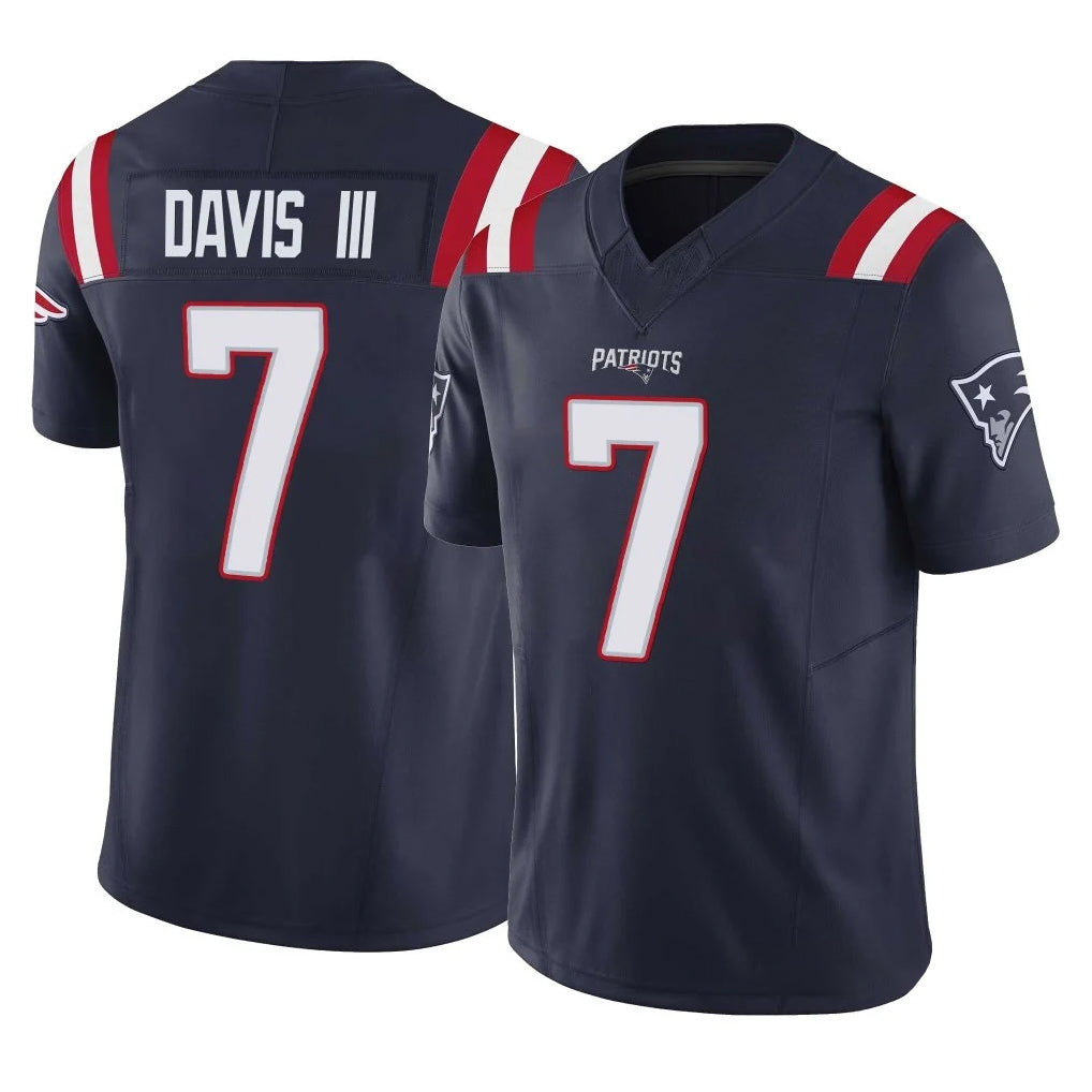 NE.Patriots #7 Carlton Davis III Player Navy Limited Vapor F.U.S.E. Home Game Odoa Stitched Jerseys