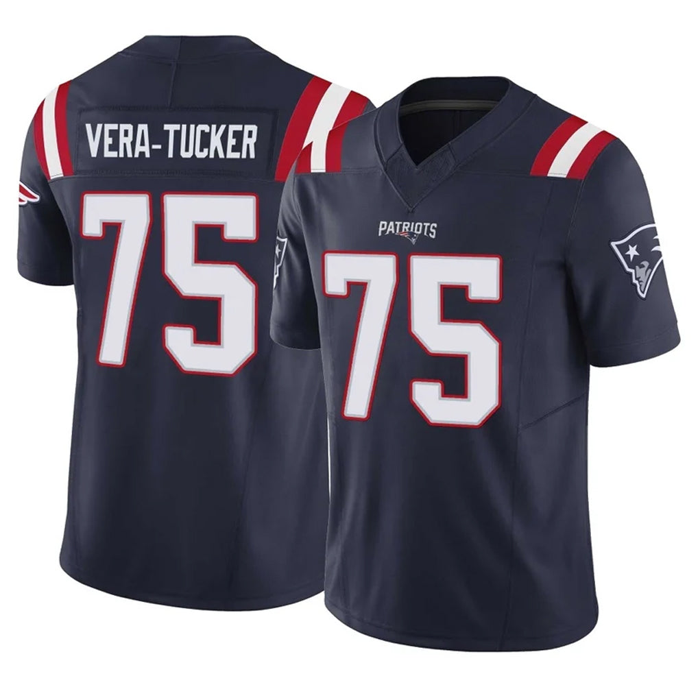 NE.Patriots #75 Alijah Vera-Tucker Player Navy Limited Vapor F.U.S.E. Home Game Odoa Stitched Jerseys