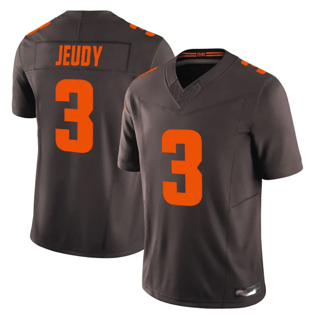 C.Browns #3 Jerry Jeudy Player Brown Limited Vapor F.U.S.E. Alternate Game Odoa Stitched Jerseys