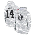 LV.Raiders #14 Matt Gay Player Arctic Camo Salute to Service Hoodies Limited Game Odoa Stitched Jerseys