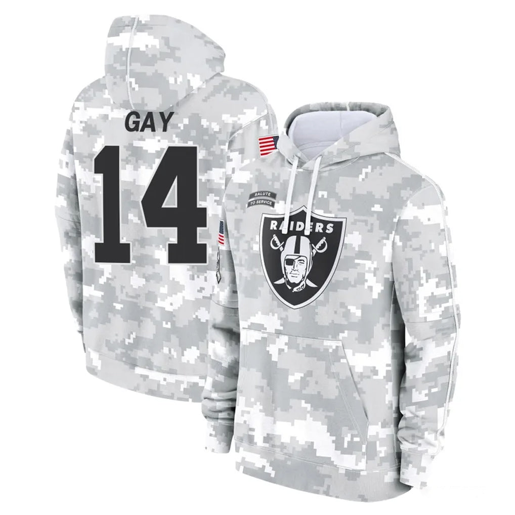 LV.Raiders #14 Matt Gay Player Arctic Camo Salute to Service Hoodies Limited Game Odoa Stitched Jerseys