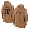 LA.Chargers #30 Alec Ingold Player Brown Salute to Service Hoodies Limited Game Odoa Stitched Jerseys