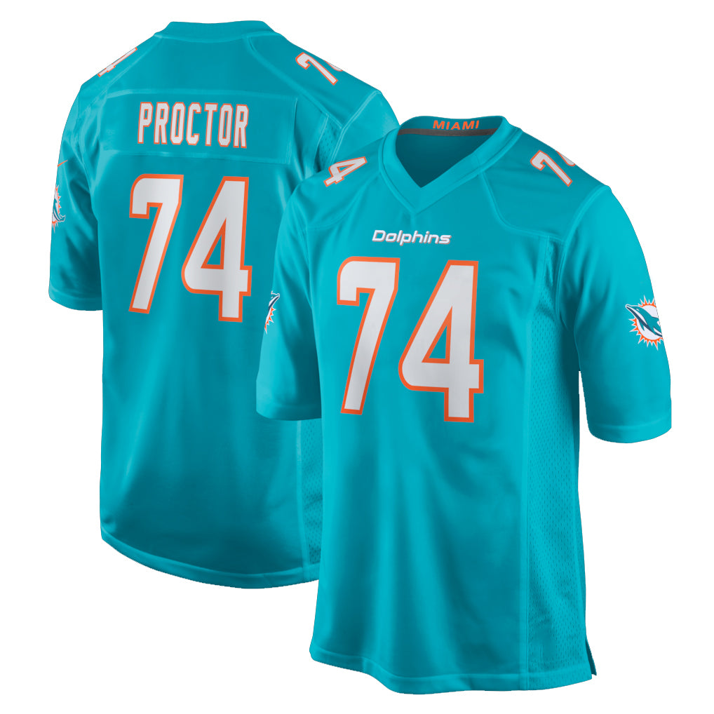 M.Dolphins #74 Kadyn Proctor Player Aqua Home Game Odoa Stitched Jerseys