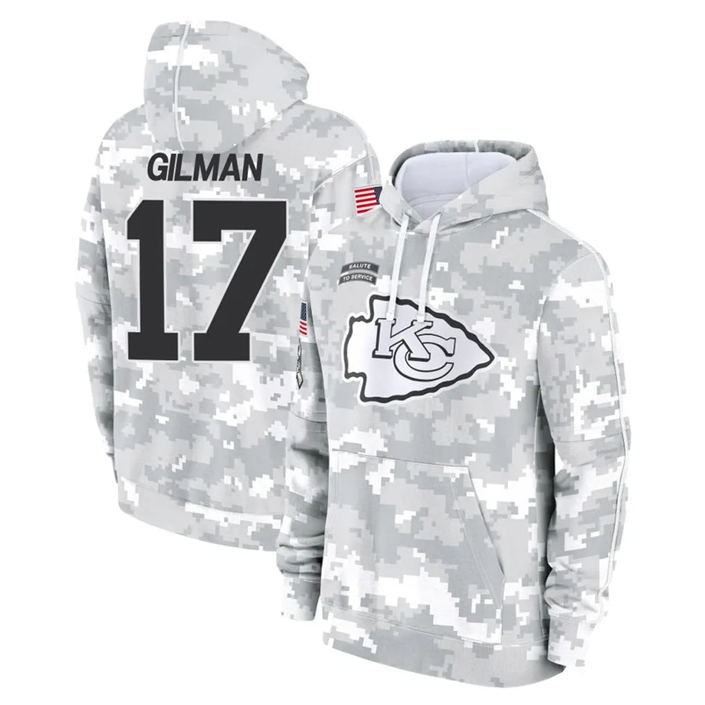 KC.Chiefs #17 Alohi Gilman Player Arctic Camo Salute to Service Hoodies Limited Game Odoa Stitched Jerseys