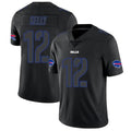 B.Bills #12 Jim Kelly Player Limited Black Impact Odoa Stitched Jerseys
