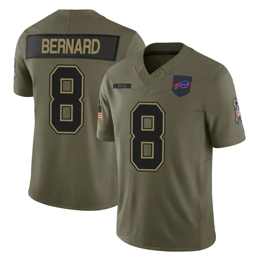 B.Bills #8 Terrel Bernard Player Olive 2025 Salute To Service Limited Game Odoa Stitched Jerseys