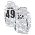 C.Bengals #49 Barrett Carter Player Arctic Camo Salute to Service Pullover Hoodie Limited Odoa Stitched Jerseys