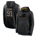B.Bills #91 Ed Oliver Player Black Salute to Service Hoodies Odoa Stitched Jersey