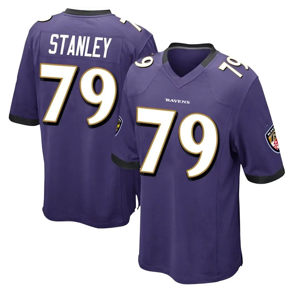 B.Ravens #79 Ronnie Stanley Player Purple Color Rush Home Game Odoa Stitched Jerseys