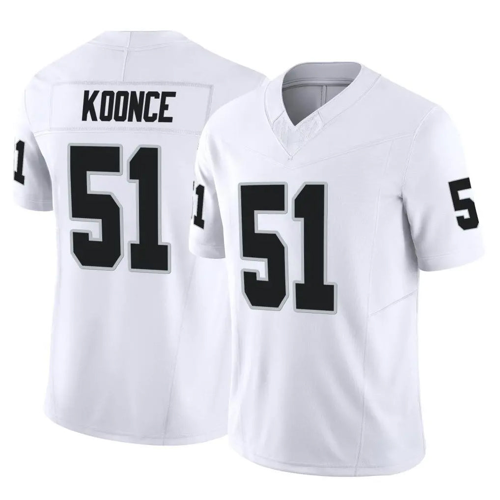 LV.Raiders #51 Malcolm Koonce Player White Limited Vapor F.U.S.E. Home Game Odoa Stitched Jerseys