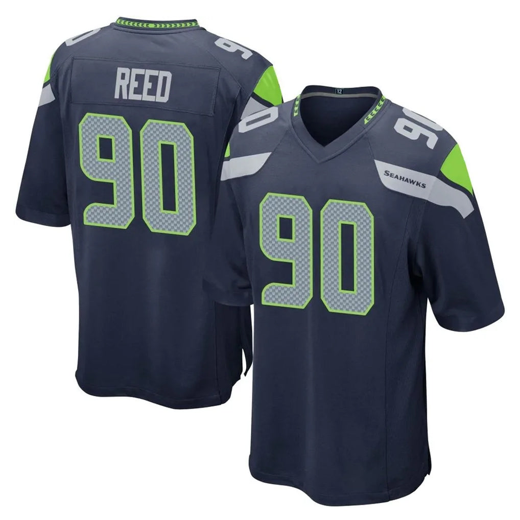 S.Seahawks #90 Jarran Reed Player Navy Home Game Odoa Stitched Jerseys