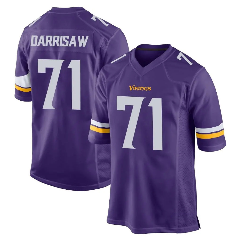 M.Vikings #71 Christian Darrisaw Player Purple Home Game Odoa Stitched Jerseys