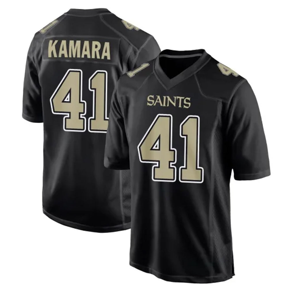 NO.Saints #41 Alvin Kamara Player Black Carbon Fashion Home Game Odoa Stitched Jerseys