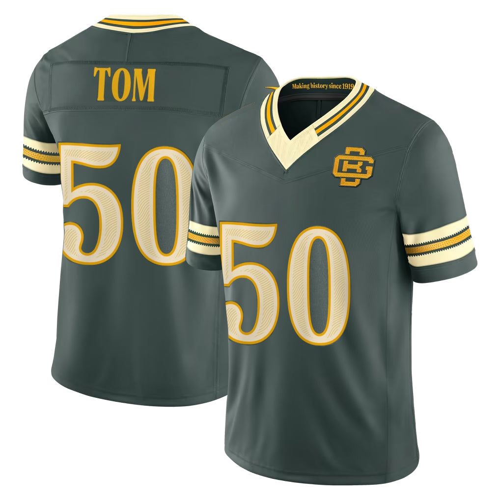 GB.Packers #50 Zach Tom Player Green Limited 2026 Rivalries Collection Home Game Odoa Stitched Jerseys