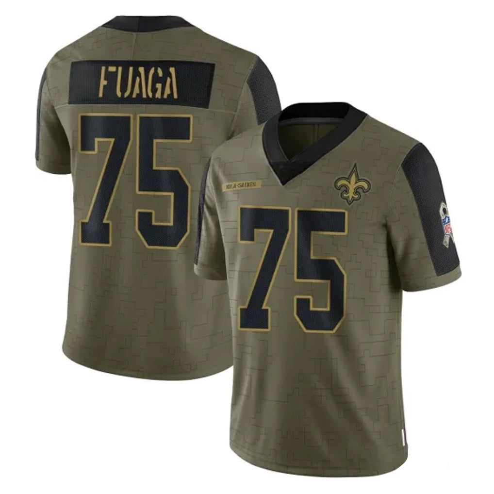 NO.Saints #75 Taliese Fuaga Player Olive Salute To Service Limited Game Odoa Stitched Jerseys