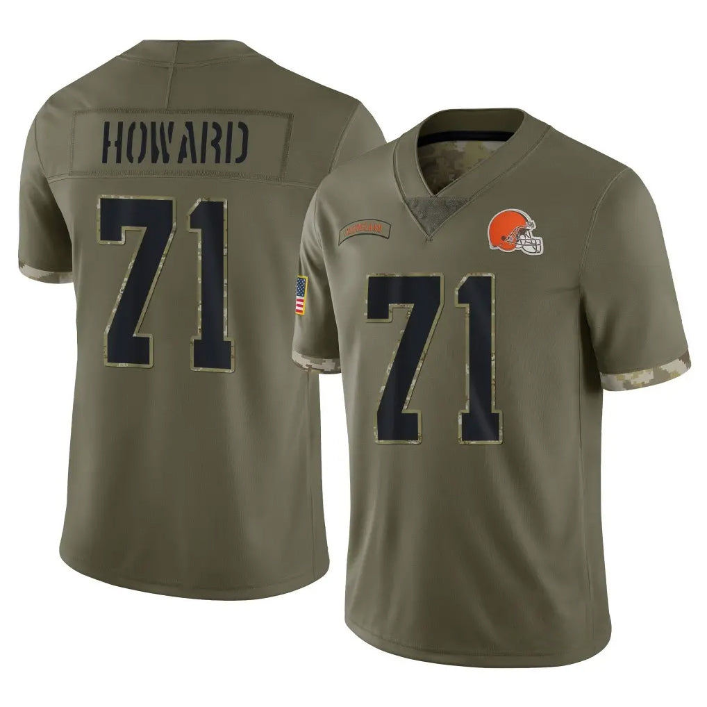 C.Browns #71 Tytus Howard Player Olive Salute to Service Limited Game Odoa Stitched Jerseys