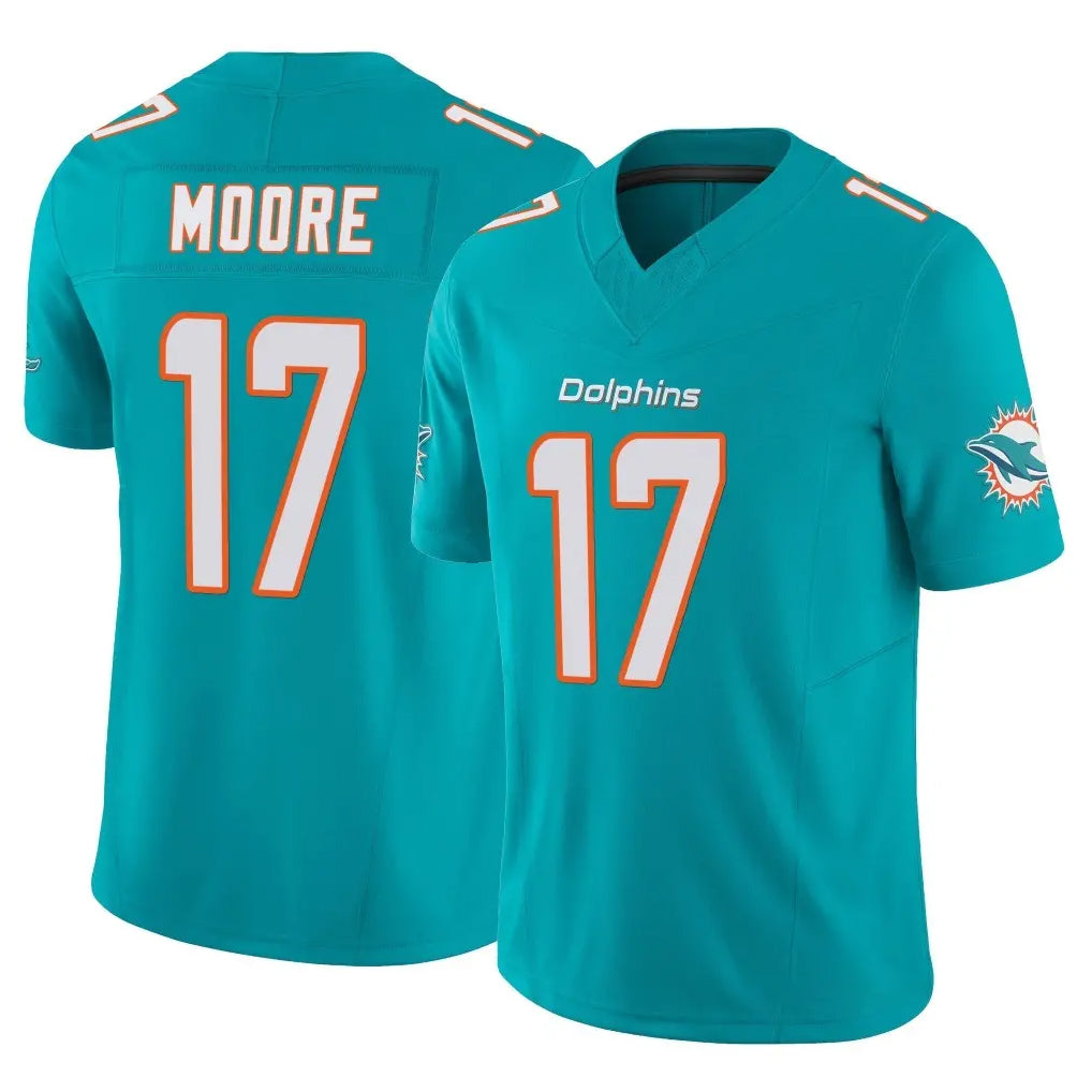 M.Dolphins #17 Trey Moore Player Aqua Limited Vapor F.U.S.E. Home Game Odoa Stitched Jerseys