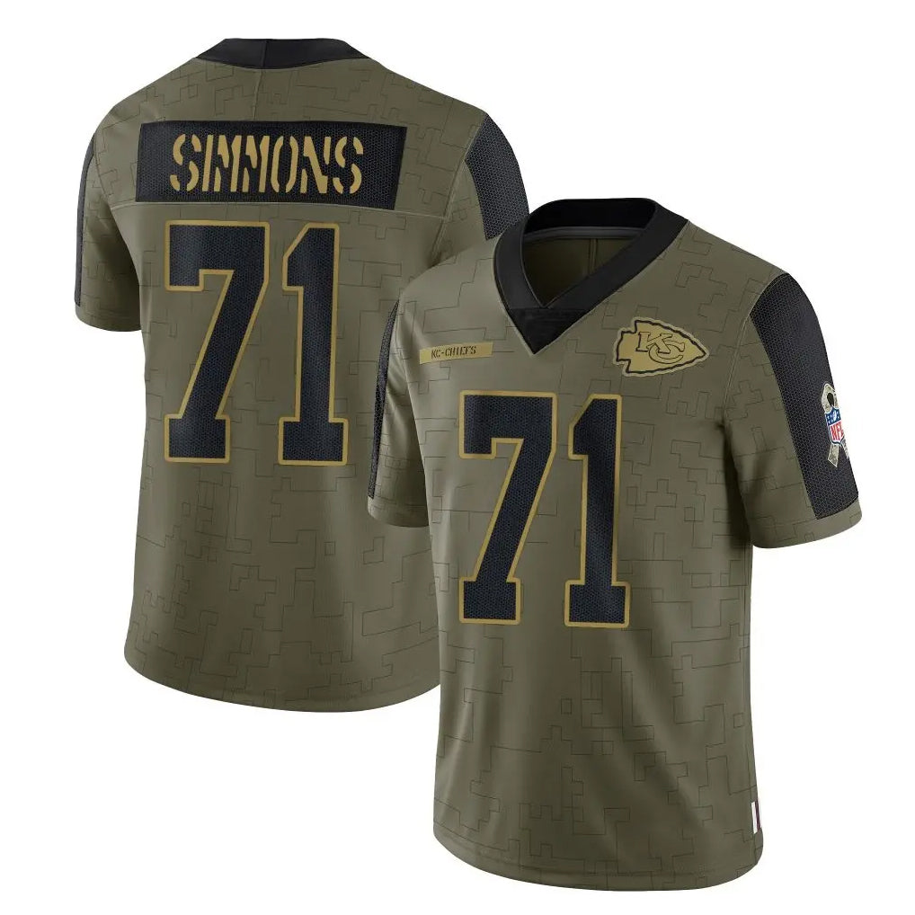 KC.Chiefs #71 Josh Simmons Player Olive Salute To Service Limited Game Odoa Stitched Jerseys