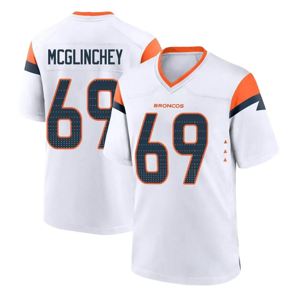 D.Broncos #69 Mike McGlinchey Player White Home Game Odoa Stitched Jerseys