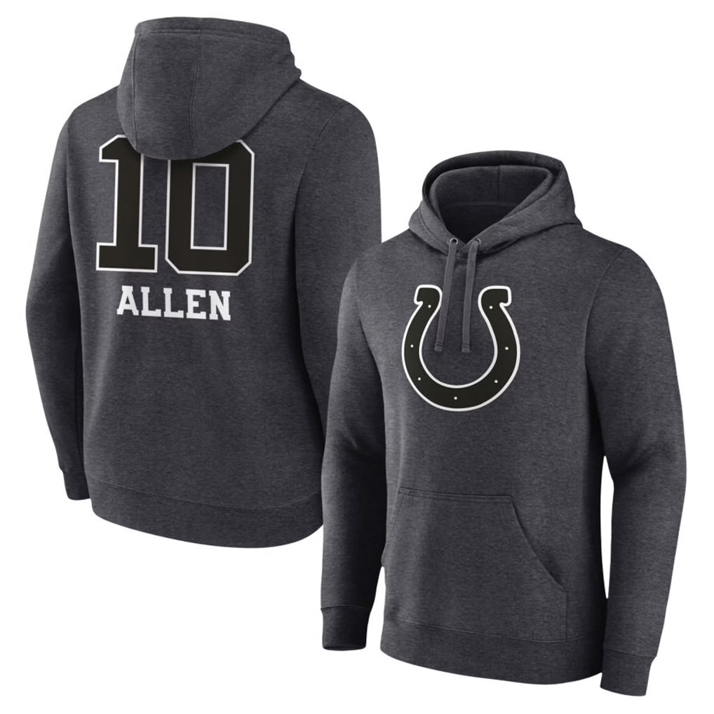 IN.Colts #10 Keenan Allen Player Charcoal Pullover Hoodies Limited Game Odoa Stitched Jerseys