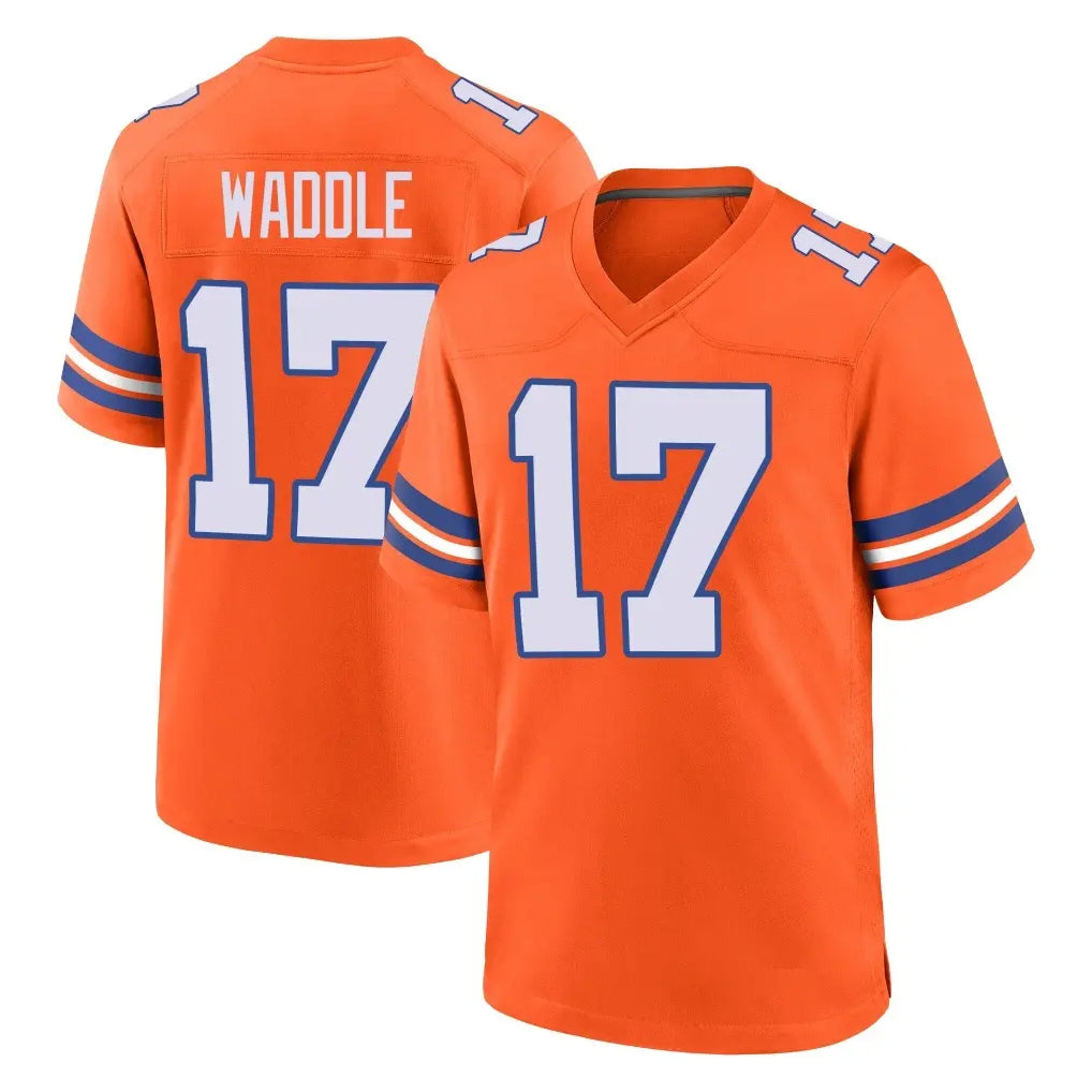 D.Broncos #17 Jaylen Waddle Player Orange Alternate Collection Throwback Game Odoa Stitched Jerseys