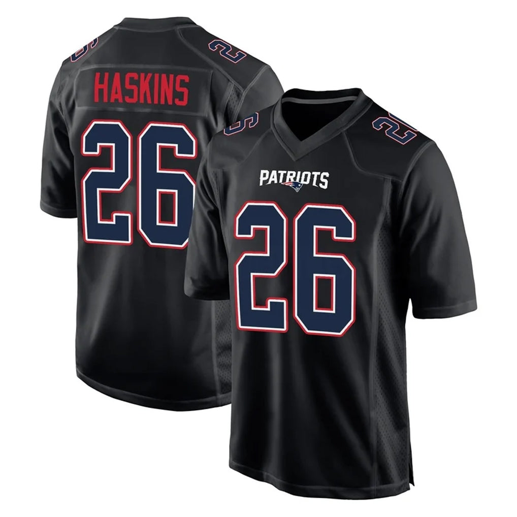 NE.Patriots #26 Hassan Haskins Player Carbon Fashion Limited Home Game Odoa Stitched Jerseys