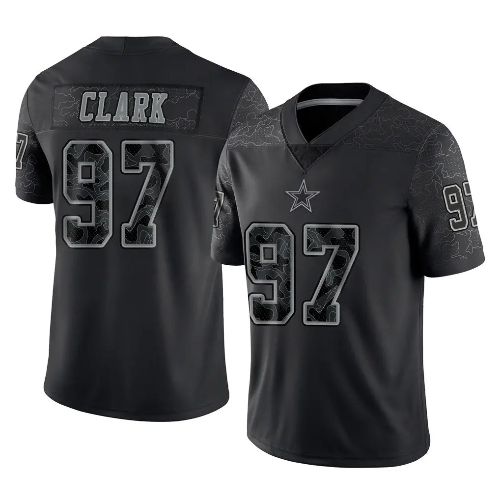 D.Cowboys #97 Kenny Clark Player Black Limited Reflective Home Game Odoa Stitched Jerseys