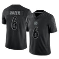 P.Steelers #6 Patrick Queen Player Black Reflective Limited Home Game Odoa Stitched Jerseys