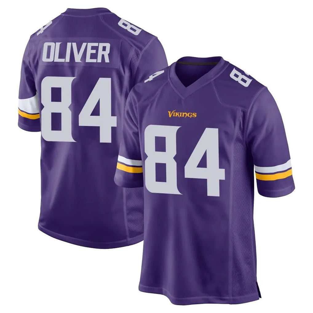 M.Vikings #84 Josh Oliver Player Purple Home Game Odoa Stitched Jerseys