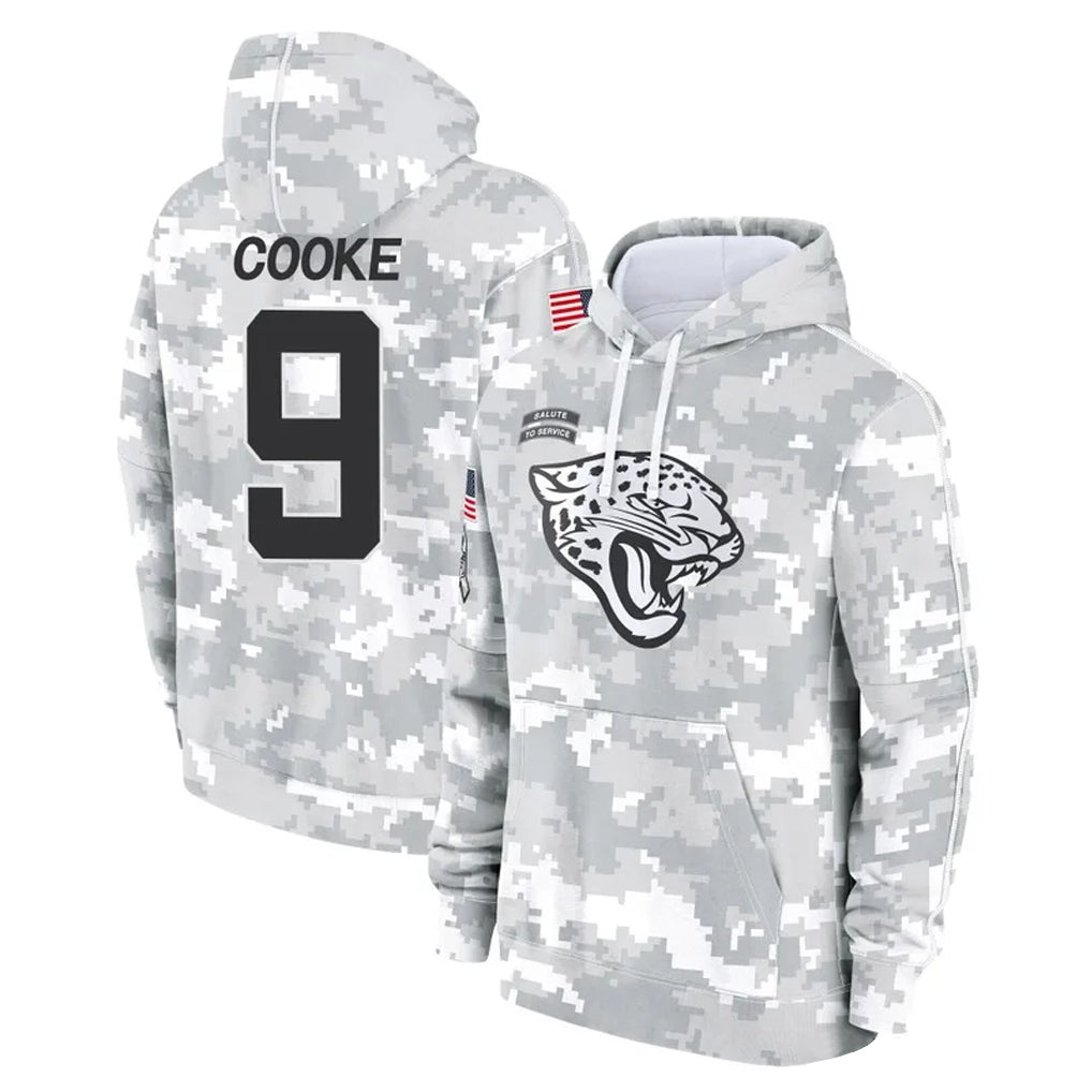 J.Jaguars #9 Logan Cooke Player Arctic Camo Salute to Service Hoodies Limited Game Odoa Stitched Jerseys