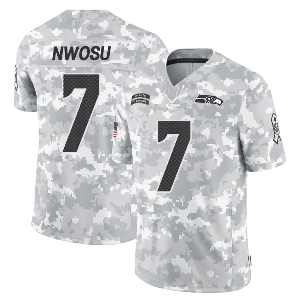 S.Seahawks #7 Uchenna Nwosu Player Arctic Camo Limited Salute To Service Home Game Odoa Stitched Jerseys