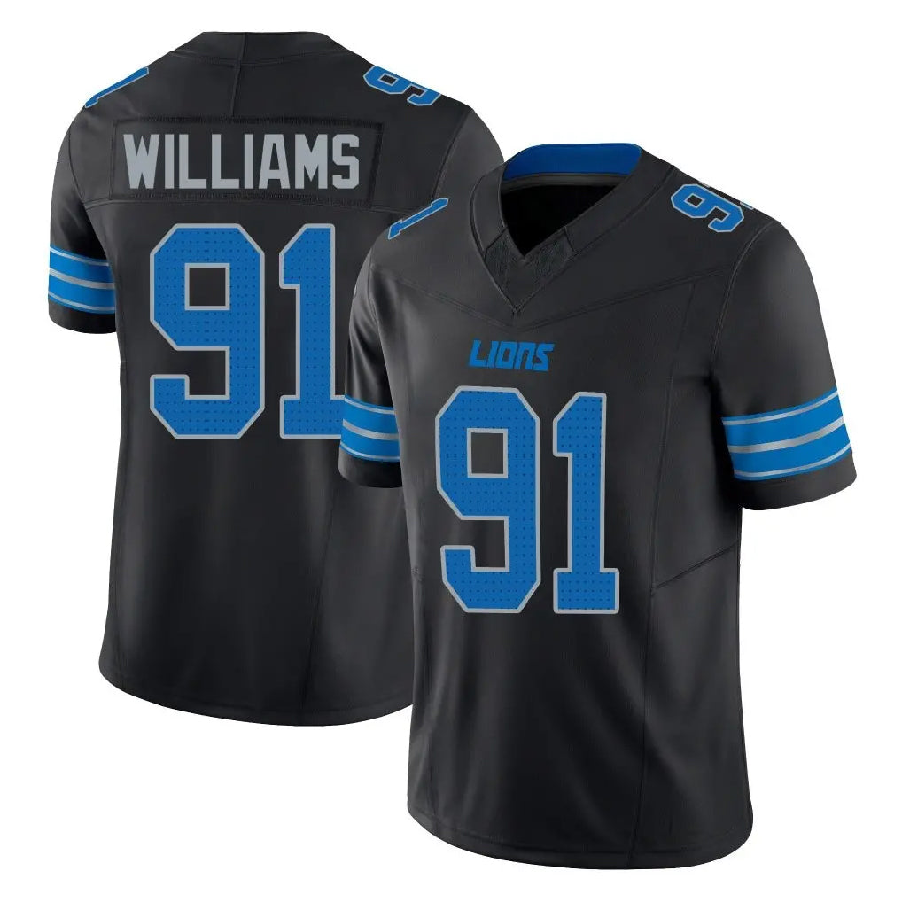 D.Lions #91 Tyleik Williams Player Black Alternate Vapor F.U.S.E. Limited Home Game Odoa Stitched Jerseys