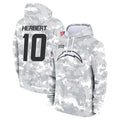 LA.Chargers #10 Justin Herbert Player Arctic Camo Salute to Service Hoodies Limited Game Odoa Stitched Jerseys