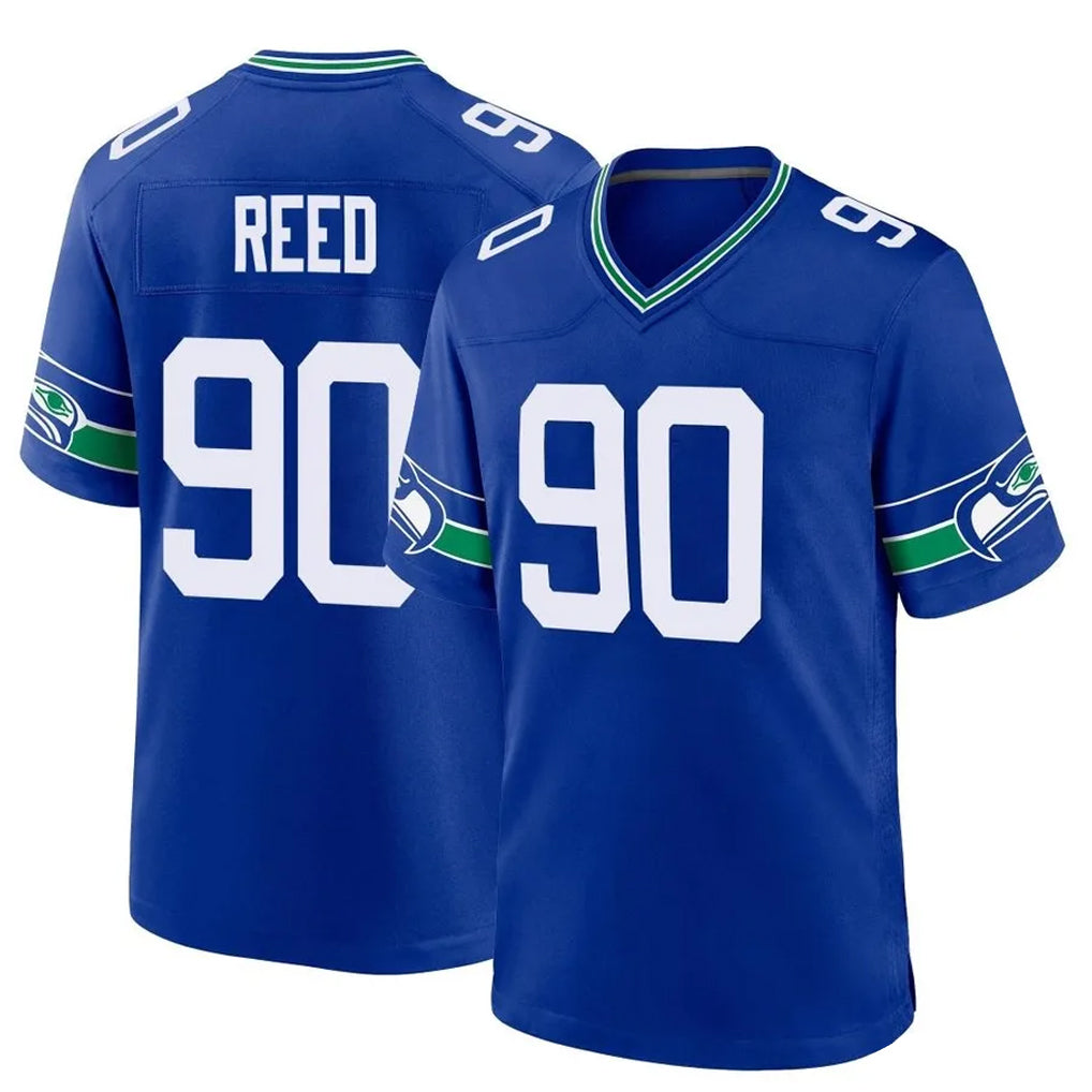 S.Seahawks #90 Jarran Reed Player Royal Throwback Home Game Odoa Stitched Jerseys