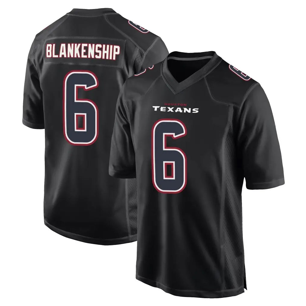 H.Texans #6 Reed Blankenship Player Black Fashion Home Game Odoa Stitched Jerseys