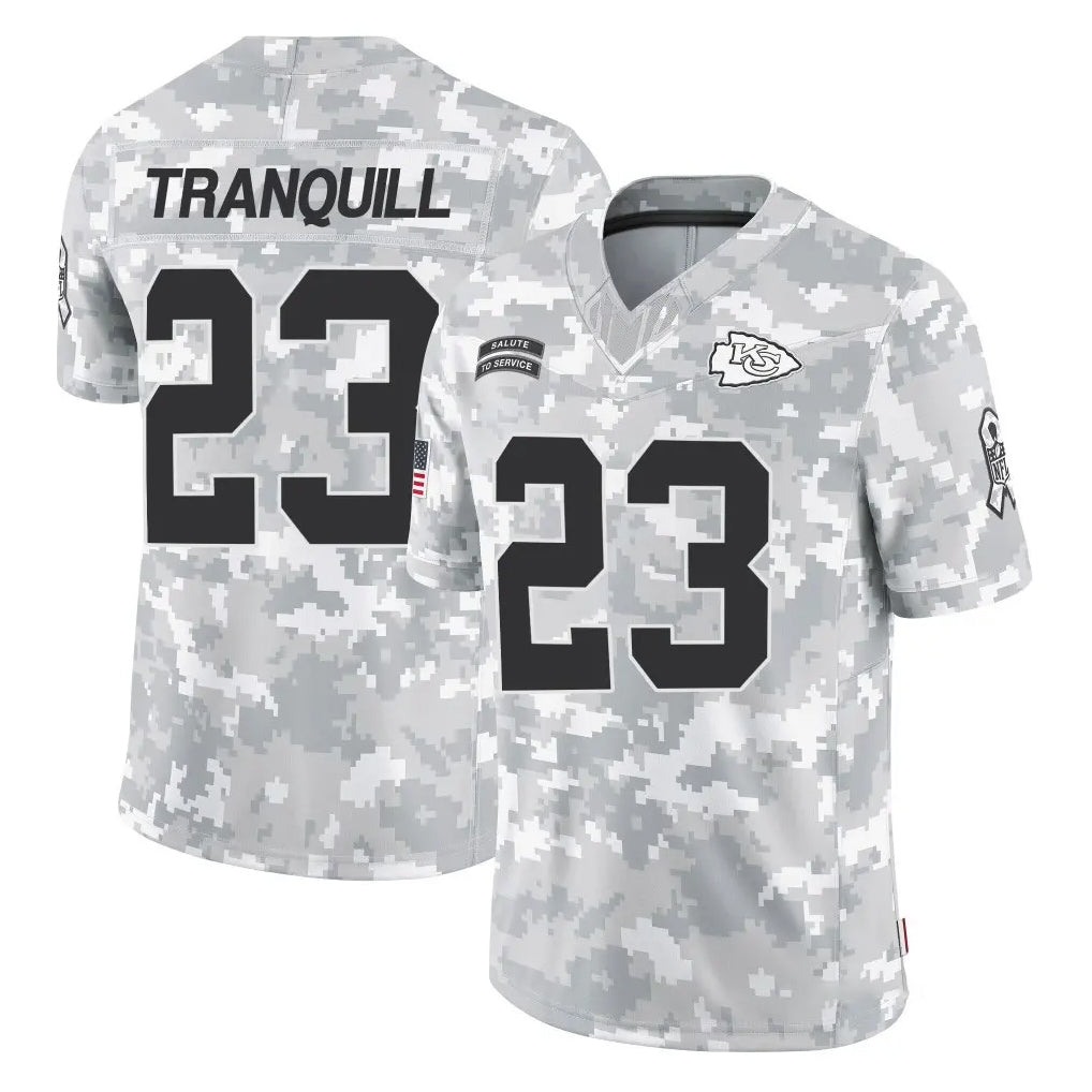 KC.Chiefs #23 Drue Tranquill Player Arctic Camo Salute To Service Limited Game Odoa Stitched Jerseys