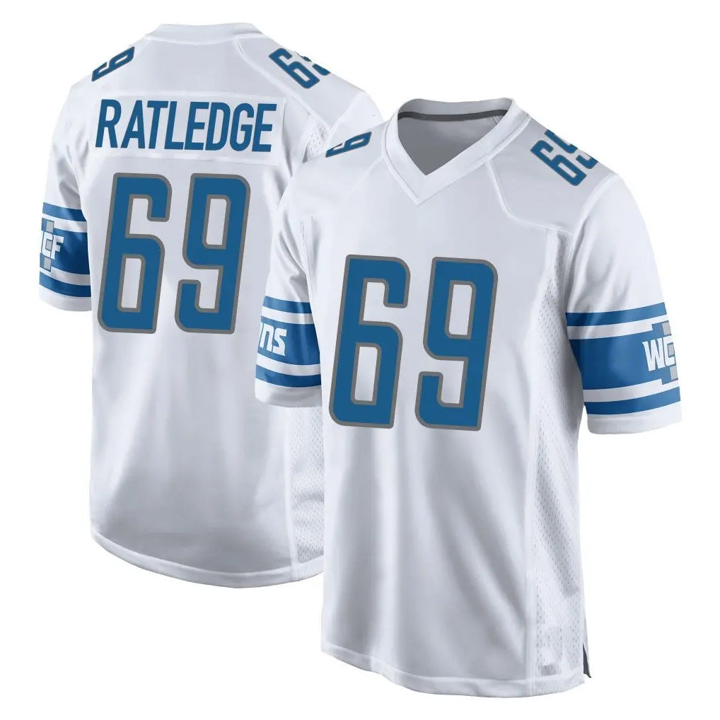 D.Lions #69 Tate Ratledge Player White Home Game Odoa Stitched Jerseys