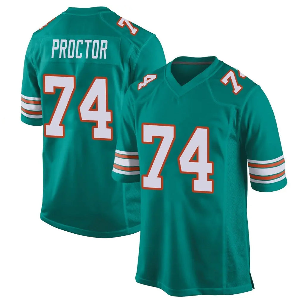 M.Dolphins #74 Kadyn Proctor Player Aqua Alternate Home Game Odoa Stitched Jerseys