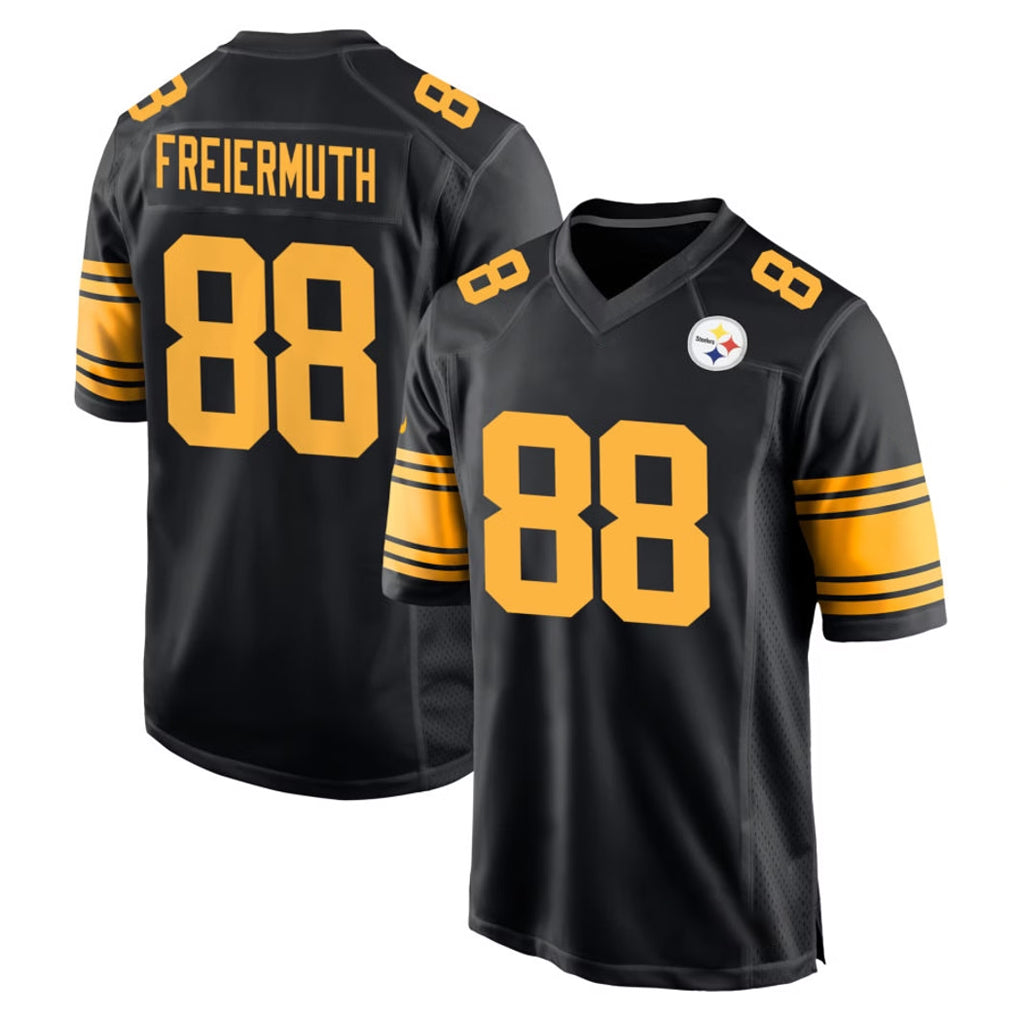 P.Steelers #88 Pat Freiermuth Player Black Color Rush Home Game Odoa Stitched Jerseys
