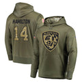 B.Ravens #14 Kyle Hamilton Player Olive Salute to Service Pullover Hoodie Odoa Stitched Jerseys