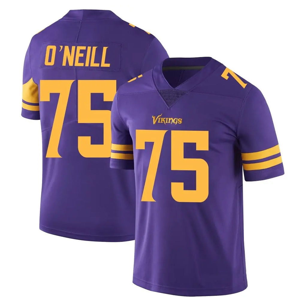 M.Vikings #75 Brian O'Neill Player Purple Limited Color Rush Home Game Odoa Stitched Jerseys