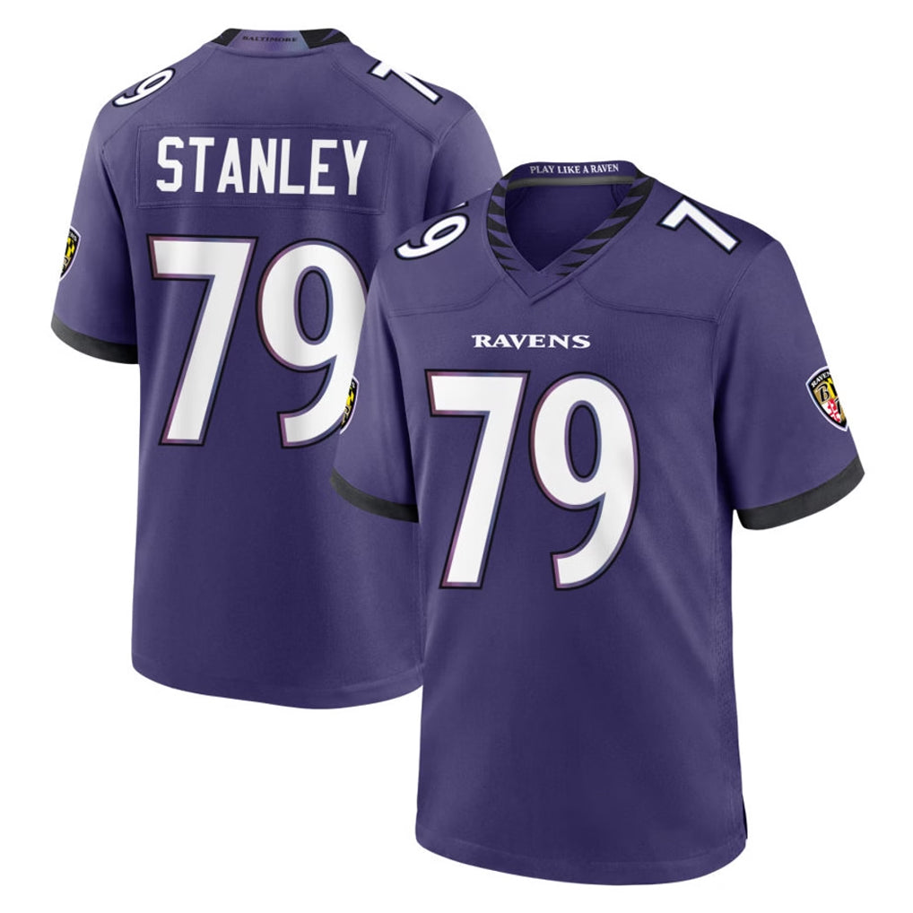 B.Ravens #79 Ronnie Stanley Player Purple Home Game Odoa Stitched Jerseys