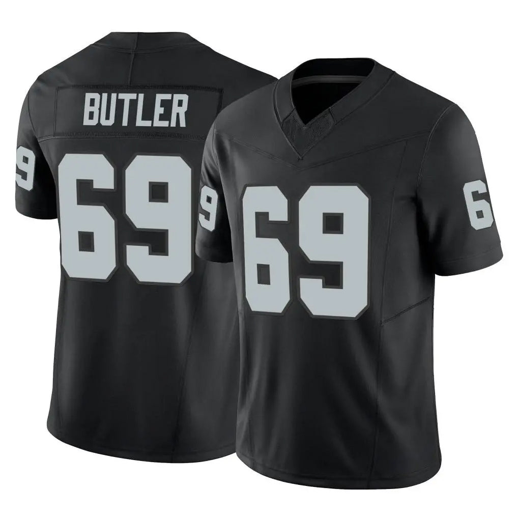 LV.Raiders #69 Adam Butler Player Black Limited Vapor F.U.S.E. Home Game Odoa Stitched Jerseys
