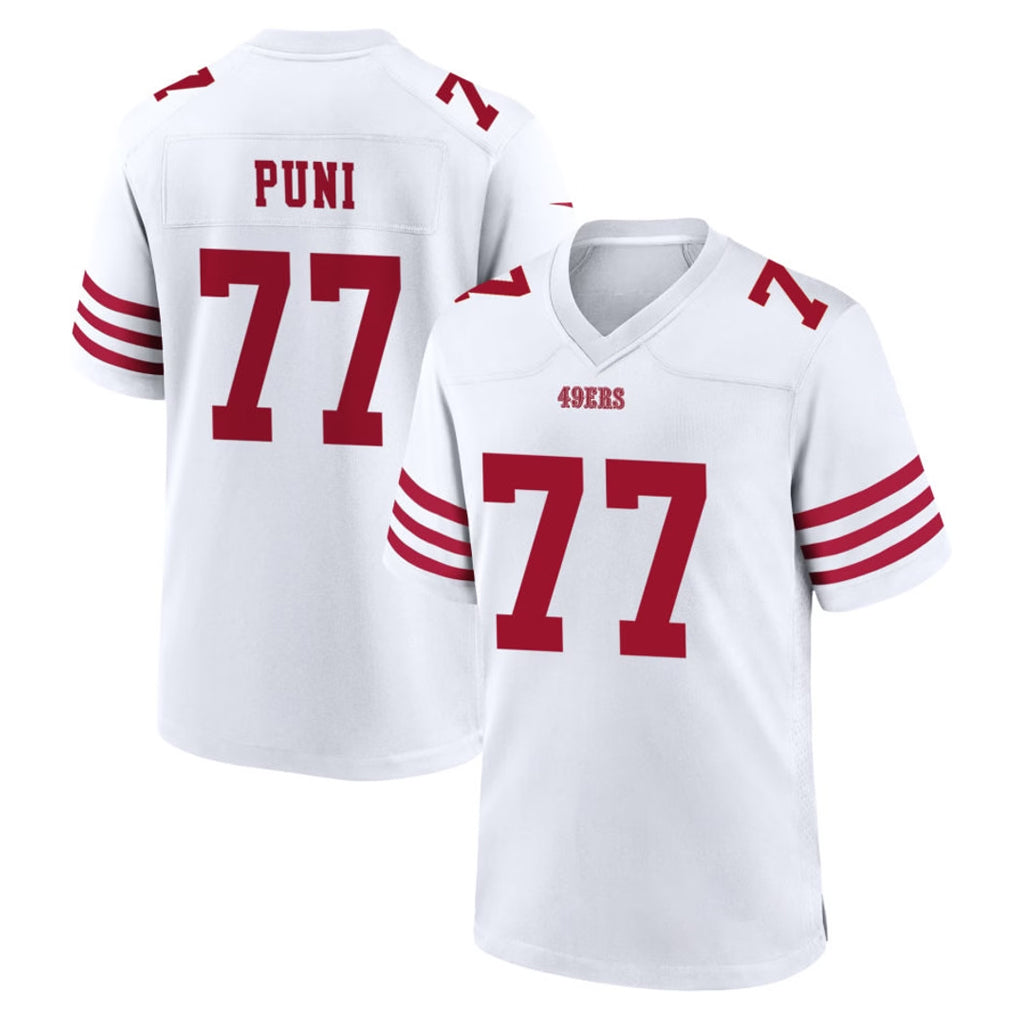 SF.49ers #77 Dominick Puni Player White Game Home Odoa Stitched Jerseys