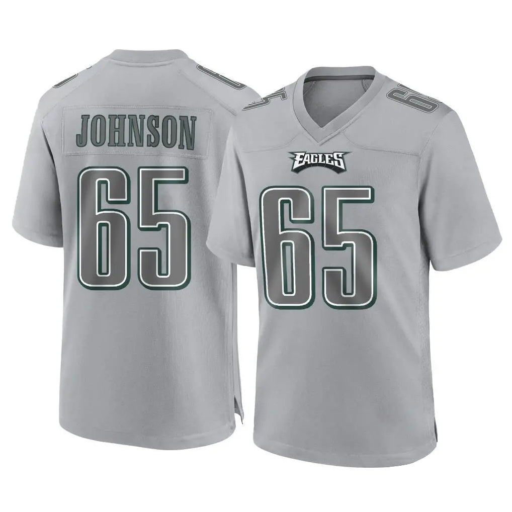 P.Eagles #65 Lane Johnson Player Gray Atmosphere Fashion Home Game Odoa Stitched Jerseys