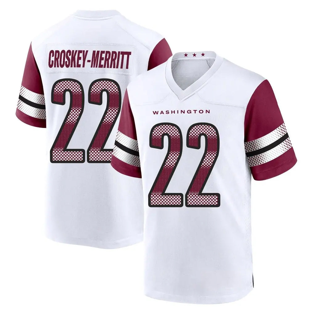 W.Commanders #22 Jacory Croskey-Merritt Player White Game Home Odoa Stitched Jerseys
