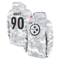P.Steelers #90 T.J. Watt Player Arctic Camo Limited Salute to Service Pullover Hoodies Game Odoa Stitched Jerseys